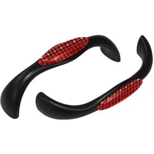 Set van 4 decoratieve handgrepen voor laden en kastdeuren, trendy zwarte golf lade trekt, rode retro plaid