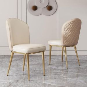 Eetkamerstoelen Comfortabele casual eetkamerstoel Microvezel lederen gestoffeerde keukenstoel Hoge rugleuning casual fauteuil met metalen poten Woonkamer ontvangstruimte stoel Kaptafel stoel