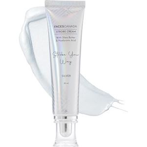 FACES CANADA Strobe Cream - zilver, 30 ml primer + markeerstift + vochtinbrengende crème sheaboter & hyaluronzuur intense hydratatie vlekkeloze stralende dauwhuid verlichtende en gloeiende