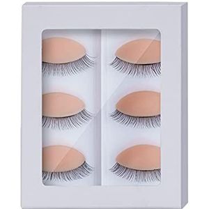 Vervangende Oogleden, 3 Paar Dubbele Lagen Wimpers Oogleden, Realistische Oogleden voor Wimpertraining en Oefenen, Siliconen Oefen Wimper Oogleden, Verwijderbare Onderdelen (Roze)