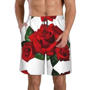 Roze Theepot Print Heren Zwemplank Shorts Zwembroek Trunks Badmode Sneldrogende Surfen Strand Essentiële Zomer, Gotische roos, L