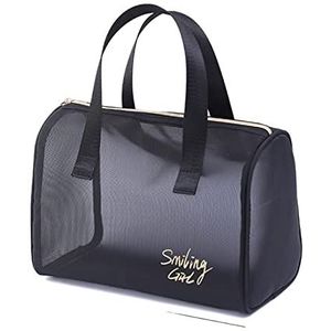 DieffematicHZB make-up tas Black Cosmetic Storage Pouch Breathable Makeup Brushes Transparent Zipper Cosmetic Bag