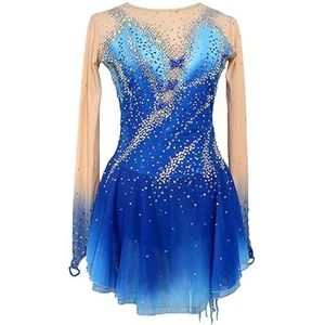 Blauw,11/13,PONNYC Schaatsjurk Voor Meisjes Kunstschaats Kleding Met Hoge Elasticiteit Glanzende Strass Artistiek Gymnastiekpakjes Modieuze Winter Sport Kleding Met Kleurverloop