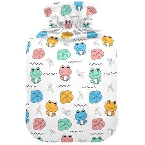 LI ZHI XIN PVC warmwaterkruik met fluwelen deksel 1L 2L kleine middelgrote kikker cartoon patroon