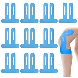 Huidvriendelijke kinesiotapes - Voorgesneden 10 stuks waterdichte fysio tape in blauw voor kniepijn. Optimaal draagcomfort, ideaal voor sporters en dagelijks gebruik, helpt effectief pijn te