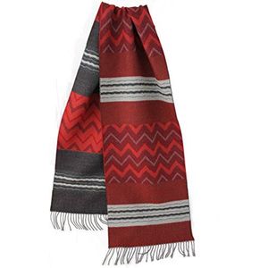 Rotfuchs Sjaal geweven sjaal zigzack Doubleface modieus rood grijs 100% wol (merino), rood/grijs, 36 x180 cm mit Fransen