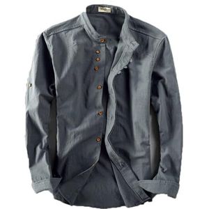 Soulona - Overhemd - Grijs - Japanse Stijl - Lange Mouwen - Casual