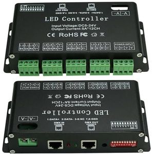 OAOQYTSUY DMX 512 decoder met digitale RGBW-dimmer-driver met 24 kanalen voor lamp DC5V-24V (24 kanalen) (kleur: 12 kanalen)