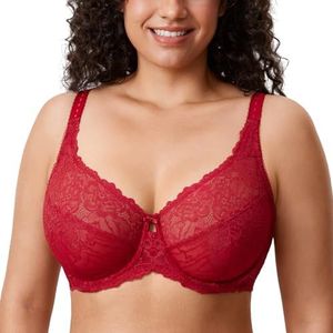 DELIMIRA Minimizer BH Grote maten zonder padding Volledige cups met kant Donkerrood 75E