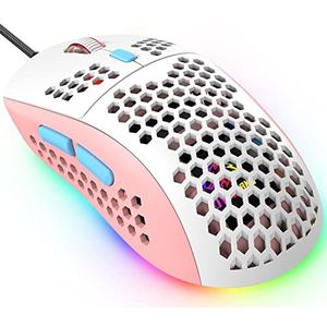 KUIYN 383 PRO Ultralichte bedrade gamingmuis, lichtgewicht honingraatschaal, 6 RGB ademhalingsachtergrondmuizen, 6 verstelbare DPI 6400 USB optisch model Aerox muizen Win10/XP/Xbox/PS4/PS5/Mac/HP/Acer