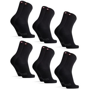 DANISH ENDURANCE Katoenen Sokken, voor Dames & Heren, Klassieke Stijl, 6 Pack Zwart 48-51
