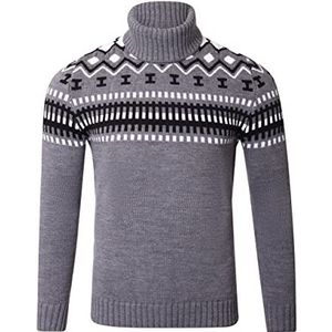 Reslad Rolkraagpullover heren trui grof gebreide Noorse coltrui mannen wintertrui RS-3014, antraciet, M