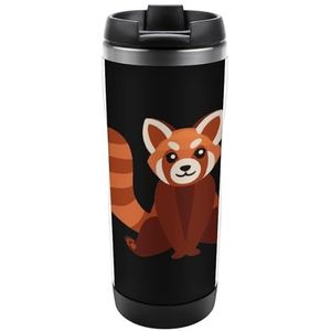 Leuke Rode Panda Grappige Reizen Koffie Mokken Dubbele Muur Theekop voor Bureaugeschenken