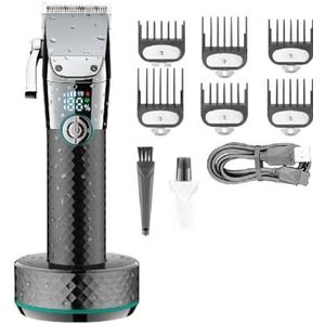 Tondeuse voor mannen, tondeuse waterdichte tondeuse professionele haarsnijmachine oplaadbare kapper verstelbare trimmer voor mannen (kleur: groen)