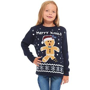 HSA Meisjes Kinderen Jongens Kinderen Unisex Kerstmis Kerstmis Gebreide Nieuwigheid, Retro, Elf, Star Wars Voetbaltrui, Kerstmismis-Exclusief voor Ltd voor leeftijden 2-14 jaar, Peperkoek Navy, 11-12 Jaren