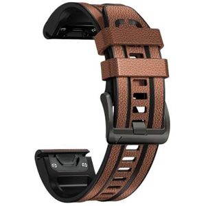 22mm 26mm QuickFit Armband Strap fit for Garmin Fenix ​​6X 6 Pro 7X 7 5 5X Plus 935 945 965 Mk2i Mk2 Lederen Siliconen Smart Horlogeband (Color : Brown, Size : Forerunner 935 945)