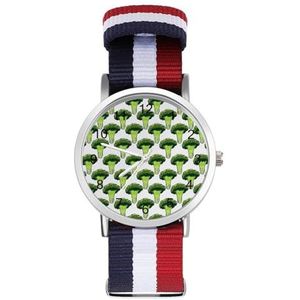 Groene Broccoli Slim Mannen Horloge Quartz Armband Mode Voor Vrouwen Sport Nylon Band Gemakkelijk Te Lezen
