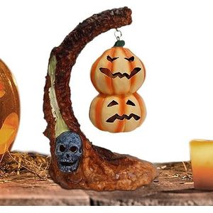 Halloween Lantaarn Nachtlampje Oplichten Vleermuis Pompoen Hars Beeldje Hars Oplichtende Lamp Pompoen Prop Binnenlicht Enge Prop(Gray)