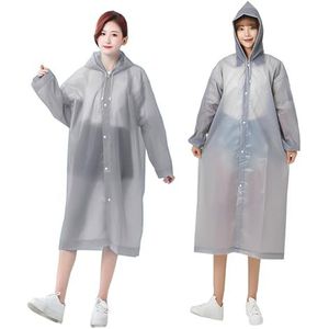 JTMKYO 2 grijze regenjassen met verdikte open bovenkant, noodregenjas, lange regenjas, waterdichte EVA-doek, cape met capuchon, geschikt voor kamperen, fietsen en reizen., grijs, 27-28