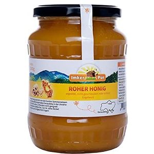 Ruwe honing uit ImkerPur, ongefilterd, niet geëxtraheerd of verhit, bevat bloemenstuifmeel, bijenwas, propolis, bijenbrood en koninginnengelei (1000 g rauwe engelwortelhoning)