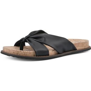 WHITE MOUNTAIN Malanga platte sandaal voor dames, Zwart glad, 40.5 EU