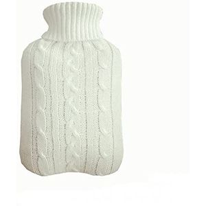 DieffematicRSD Warmwaterkruik 1X6 Kleur Gebreide Warmwaterkruik Cover Zonder Zak Grote 2L Beschermende Zachte Koudebestendige Warmer Wasbare Verwijderbare Winterhitte (Color : White)