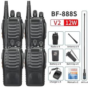 2/4PCS BF-888S V2 Walkie Talkie Dual Band Draagbare Lange Afstand, UHF 400-470MHz USB Tweerichtingsradio for de Jacht(V2 4PCS-771)