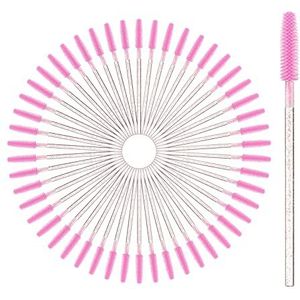 vgggrd 50 stuks wegwerp wimperborstels, cosmeticakwast voor wimpers en wenkbrauwen, wegwerp mascara, toverstaf voor schoonheidssalon en huishoudelijk gebruik (transparant roze)