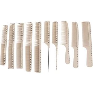 10 stuks professionele kapperskam, kapper haarstyling snijkam met maatschaal voor kapsalon of huishoudelijke benodigdheden (beige)