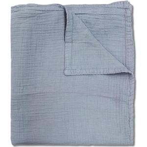 Sleezzz Mousseline deken, 150 x 200 cm, licht zomerdekbed van 100% katoen, wasbaar, blauw