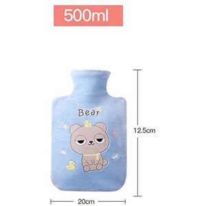 DieffematicRSD Warmwaterkruik Warmwaterzak Cartoon Pluche Beer Warmwaterkruik Watervulling Fluwelen Draagbare Student Handwarmer Leuke Warmwaterzakken (Color : Blue, Size : 1000ml)