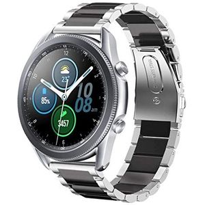 SUNDAREE Compatibel met armband Samsung Galaxy Watch 3 45 mm SM-R840/Garmin Venu 3/Huawei Watch GT 4 46 mm/Ticwatch Pro 3/AMAZFIT GTR 4,22 mm zwart zilver vervanging roestvrij staal metalen