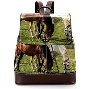 Gepersonaliseerde casual dagrugzak tas voor tiener bruin en wit paard schooltassen boekentassen, Meerkleurig, 27x12.3x32cm, Rugzak Rugzakken