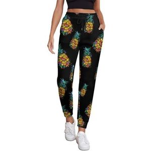 Kleurrijke Ananas Joggingbroek Voor Vrouwen Hoge Taille Joggers Casual Lounge Broek Met Zakken Voor Workout Running