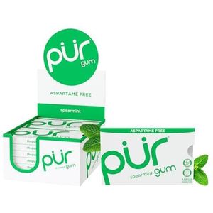 PUR Gum, Spearmint, 100% Xylitol, 151.2g (Box of 12 Blisters) 108 Pieces per box