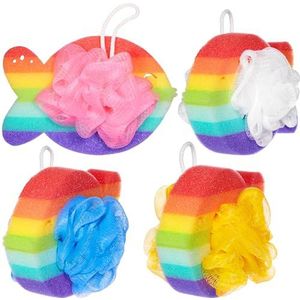 Badsponzen - Kleurrijk Vissenontwerp - Set van 4 - Zacht en Ergonomisch