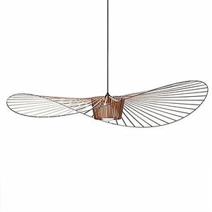 SABYDICAR Moderne LED-hanglamp Vertigo hanglamp Hangende kroonluchter Glasvezel/polyurethaan Hoed Hangende Lampenkap Eetkamer Woonkamer Lampen Bar Cafékamer, bruin (80 cm)