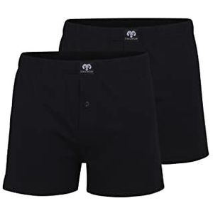 Ceceba Heren boxershort, onderbroek, shorts - katoen, single jersey, wit, effen, met gulp, verpakking van 2 stuks, zwart, XXL