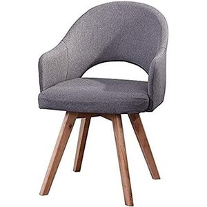 GEIRONV Moderne stoffen eetkamerstoel, for woonkamer slaapkamer keukenstoelen met houten poten gestoffeerde stoel Accent vrijetijdsstoelen Eetstoelen (Color : Dark gray, Size : 48x46x78cm)