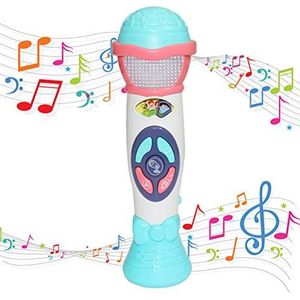 Deeabo Karaoke microfoon speelgoed, kinderen geluid speelgoed elektrische kinderen microfoon speelgoed met stemwisselaar opname muziek en licht verjaardagscadeau voor kinderen, LED-licht, spraakopname