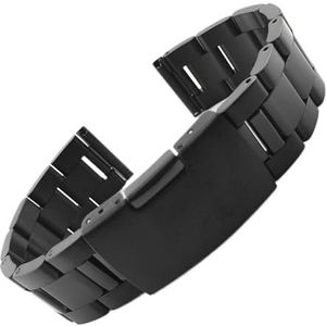 LQXHZ Roestvrij Stalen Metalen Horlogeband Armband 16mm 18mm 20mm 22mm 24mm 26mm 28mm 30mm Horloge Band Polsband Zwart Zilver Goud Riem (Color : Black, Size : 22mm)