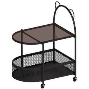 Klein Bijzettafeltje Lichte Luxe Crèmekleurige Verplaatsbare Trolley Hoektafel Bank Bijzettafel Creatieve Woonkamer Bijzettafel Houten Bijzettafel(Black,B)