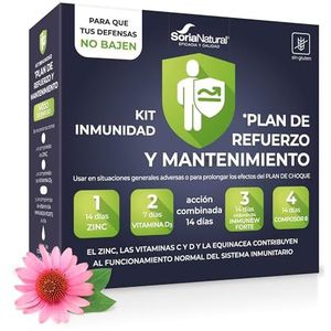 Soria Natural ImmunoForte Kit – vitamine C + vitamine D + zink + echinacea + propolis – versterkt het immuunsysteem, ondersteunt het herstel, set van 35 tabletten en natuurlijke extracten, 42 ml