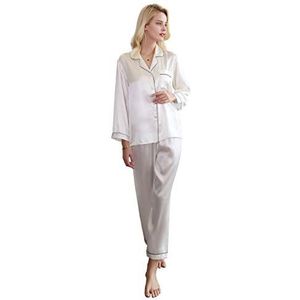 Jsix 16 Momme Zijde Pyjama Set voor Vrouwen Pure Moerbei Zijde Nachtkleding Lange Nachtkleding Dames