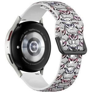 Sport-zachte band compatibel met Samsung Galaxy Watch 6 / Classic, Galaxy Watch 5 / PRO, Galaxy Watch 4 Classic (afbeelding uil bril) siliconen armband accessoire