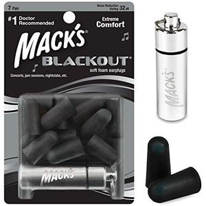 Mack's Verduisterende zachte schuimrubberen oordopjes, 7 paar met reisetui - 32 dB hoogste NRR, comfortabele oordopjes voor concerten, jamsessies, nachtclubs, luide evenementen en schietsport