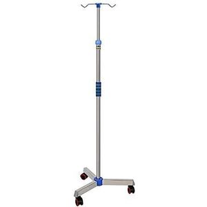 Pole Druppelstandaard met wiel, roestvrijstalen zakhouder met 2/4 haken voor ziekenhuis thuiskliniek, in hoogte verstelbare medische infusiestandaard (maat: 2 haken)