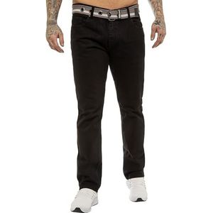 989Zé ENZO Heren rechte pijpen jeans regular fit denim broek UK, Zwart, 40W / 32L