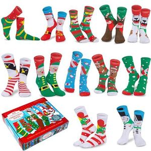 JOYIN 12 paar kerstsokken, kerstsokken voor vrouwen, vakantie of verjaardagscadeau, Witte Mix, one size