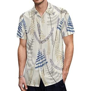 Gelaagde varenbladeren en bladeren heren Hawaiiaanse shirts korte mouw casual shirt button down vakantie strand shirts 4XL